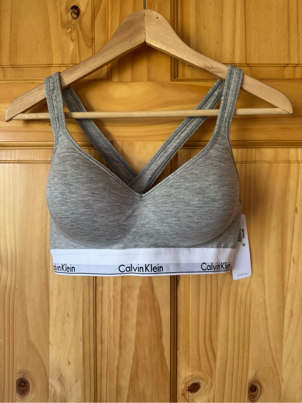 Calvin Klein Heather Grey Cross-Back Wireless Sports Bralette size XL